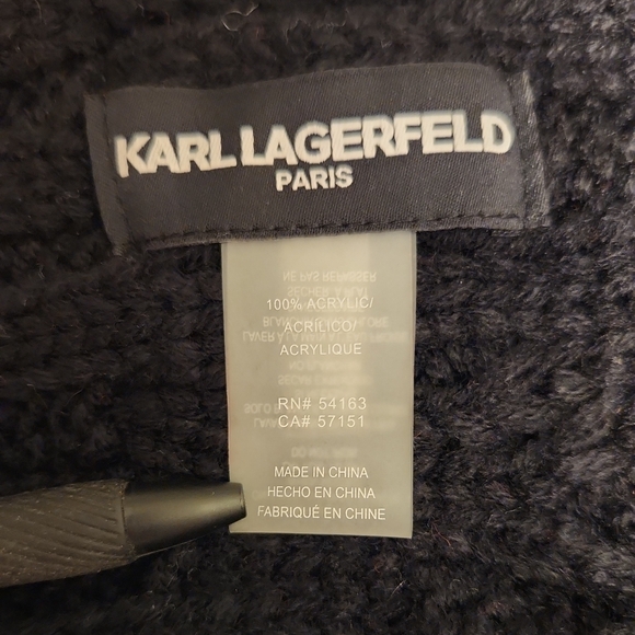 Karl Lagerfeld Black Pearl-Embellished Cable Knit Women's Sweater - Picture 3 of 4